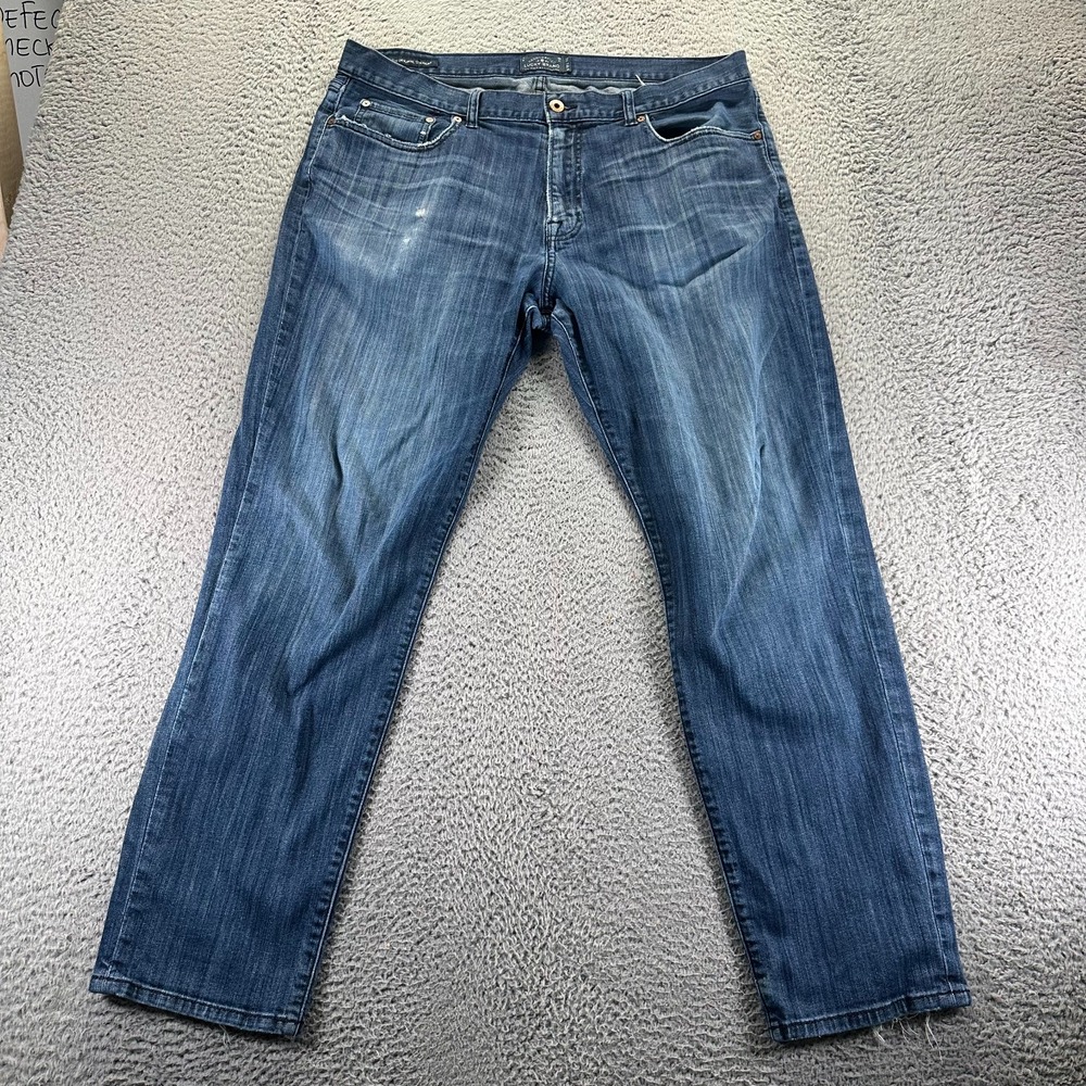 Lucky Brand 221 Jeans Mens 38x32 Blue Cotton Denim Straight Leg Faded Workwear